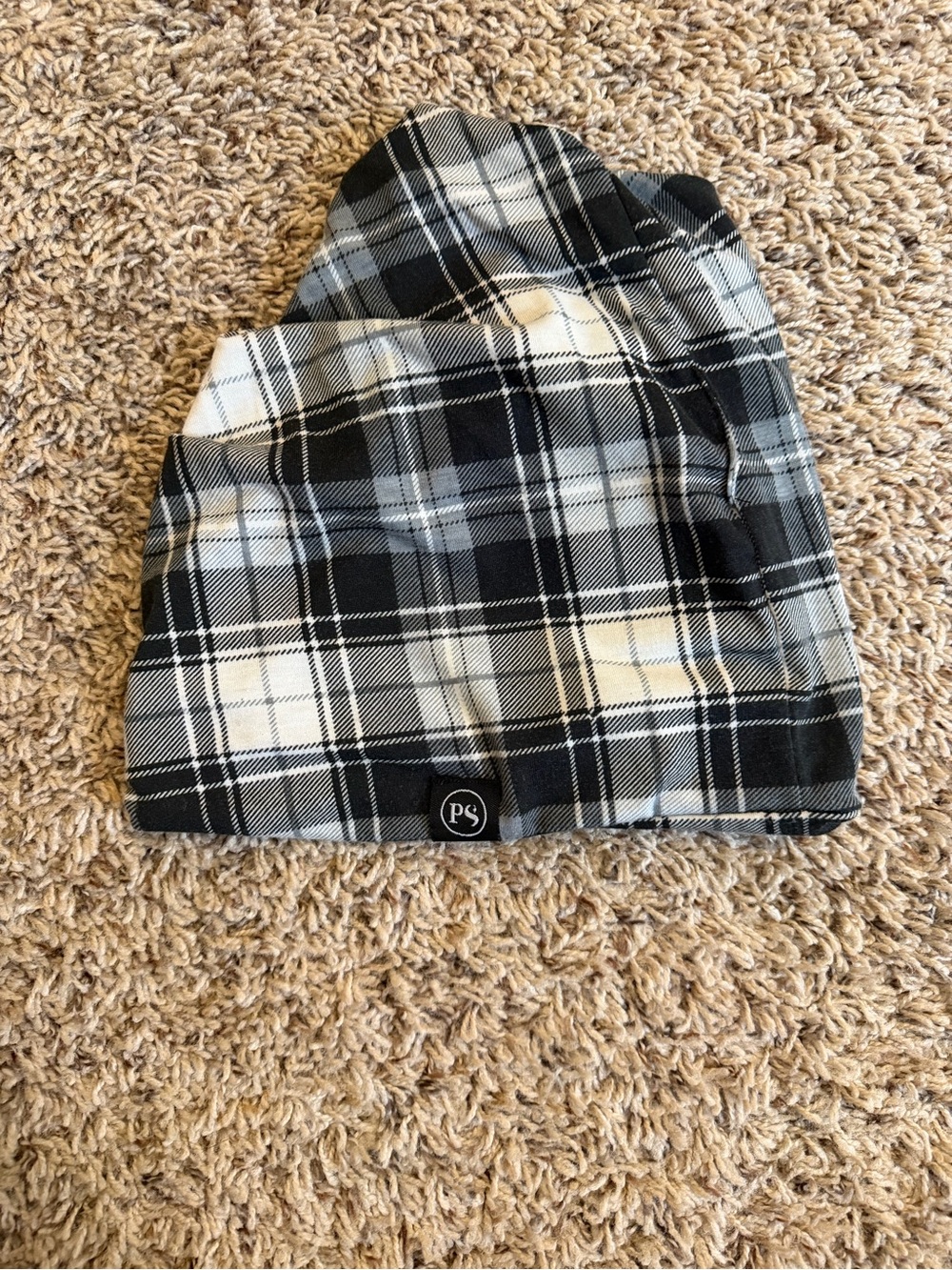 PS Plaid Knit Beanie in Black & White